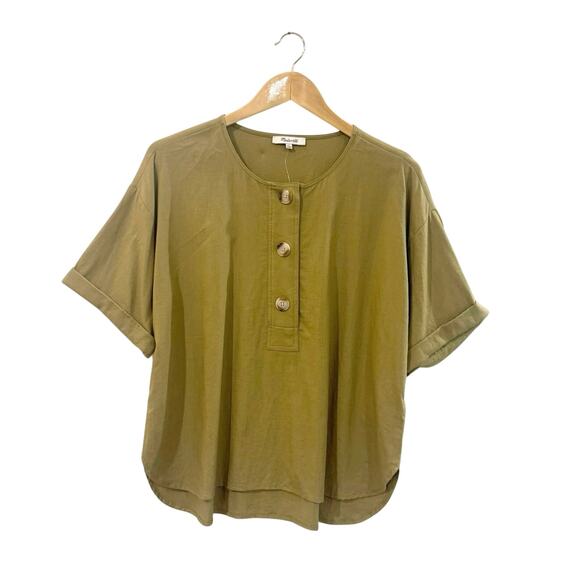 Madewell Shirt Size S Linen Blend Henley Slouch NWT - Picture 1 of 12